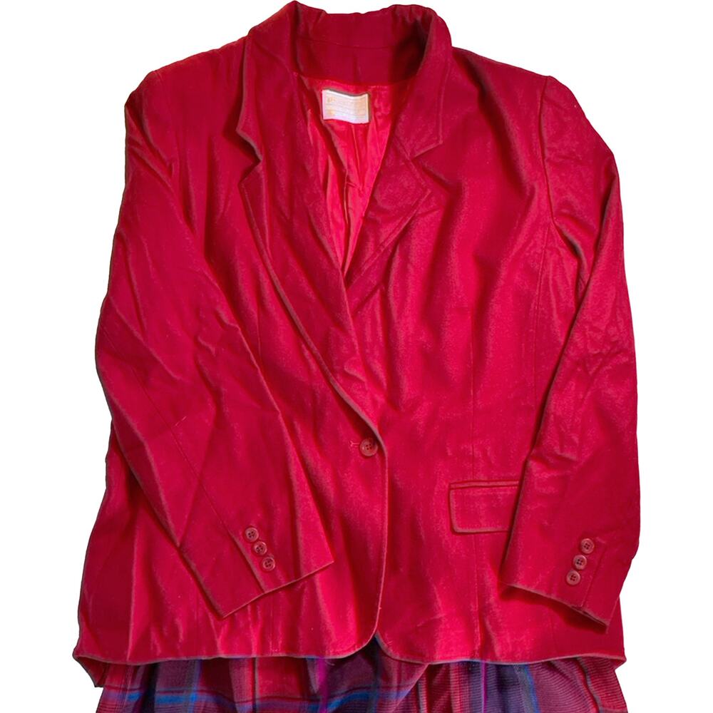 Vintage 1980s Pendleton Wool Blazer Jacket T438-128 Deep Red Women's Size 18/XL